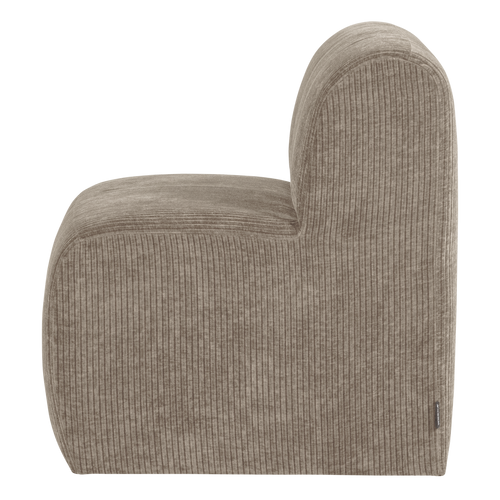WOOOD eetbank 84 cm rugleuning Mojo Base - Rib - Donkerzand - 83x84x76