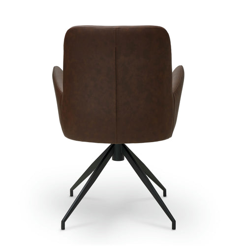 Furnhouse eetkamerstoelen armleuning Jennifer - Cognacbruin - Kunstleer - Set van 6