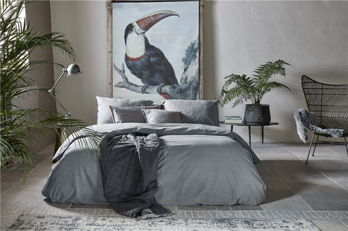 Walra - Dekbedovertrek Vintage Cotton - 240x220 cm - Elephant Grey