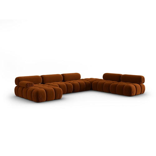 Cosmopolitan Design - Modulaire panoramische hoekbank rechts Cortina 7-zits, flueel terracotta - 282x376x70cm