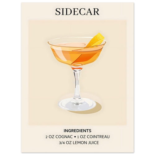 Artfulprints  Sidecar cocktail I - Ingrediënten   poster 30x40 cm - vtwonen shop