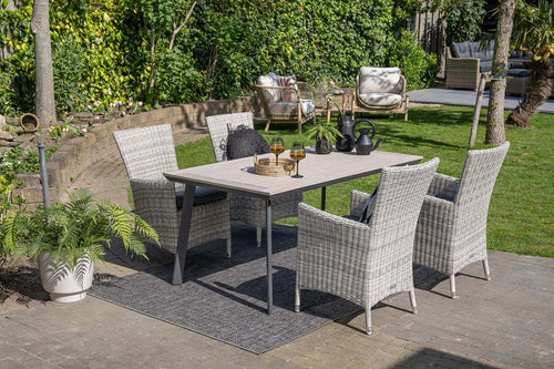 Vigo tafel - 160x90 cm - carbon black - light teak Vironwood - vtwonen shop