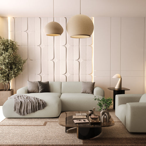 Sia Home - Linkerhoekbank MYRA - kruisbinding beige 266cm