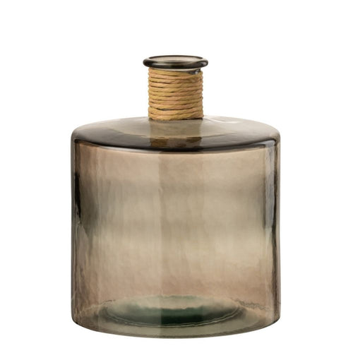 J-Line vaas Safari Breed - glas - lichtbruin - small - Ø 20 cm - vtwonen shop