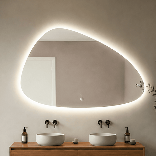 LOMAZOO badkamerspiegel Alicante - met LED verlichting & spiegelverwarming - asymmetrisch - 140 x 85 cm