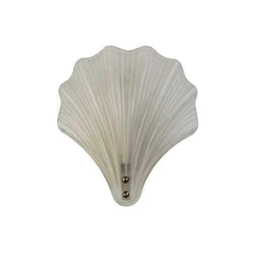 Searchlight Shell 1-lichts wandlamp, satijnzilver metaal en matglas IP44