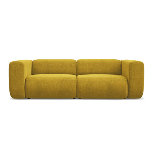 LaMiaSofa 3-zits bank Bari - chenille stof - mosterd - 228x89x70