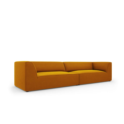 Cosmopolitan Design - Bank Siena 4-zits, flueel geel - 93x302x69cm