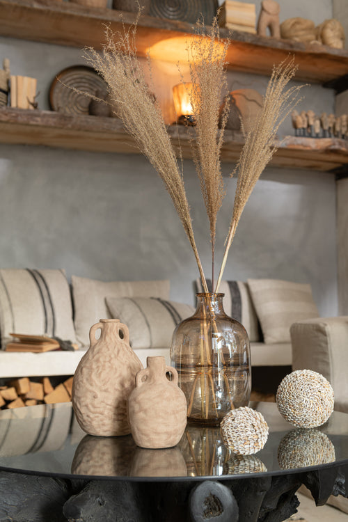 J-Line vaas Rond Ribbel - glas - amber - large - 35 cm hoog - vtwonen shop