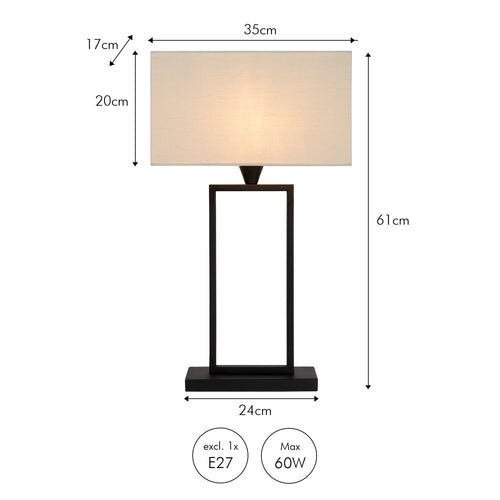 Atmooz tafellamp Bailo - zwart - 35 x 17 x H 61 cm - E27