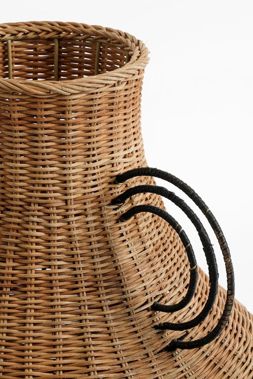 Mica Decorations Fabiola Decoratie Vaas - H43 x Ø30 cm - Rotan - Bruin - vtwonen shop