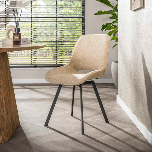 Giga Meubel Eetkamerstoel Jaroq - Zand - Draaibaar - Set van 4 - vtwonen shop