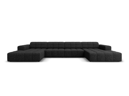 Cosmopolitan Design Panoramische bank Chicago 6-zits, chenille zwart - 167x375x78cm