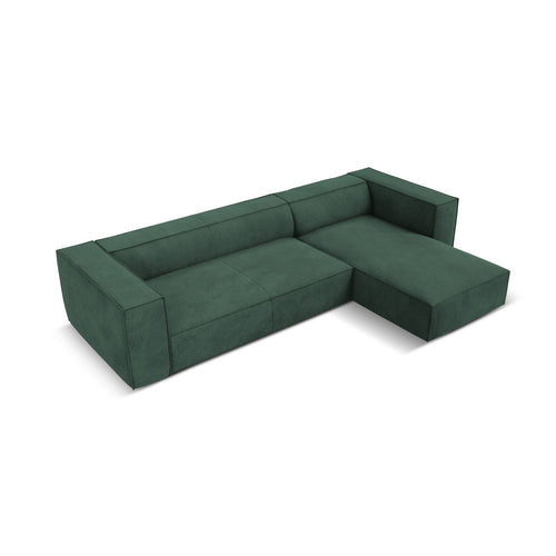 Cosmopolitan Design - Rechter hoekbank Turin 5-zits, structurele stof groente - 173x290x68cm
