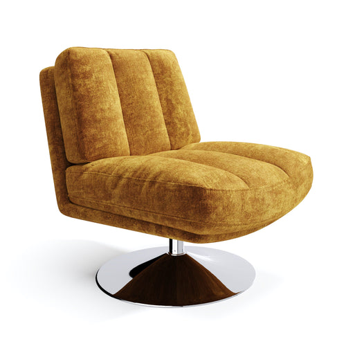 Sia Home - Fauteuil TIMELESS - Fluweel met structuur - Mosterd - 60.5cm