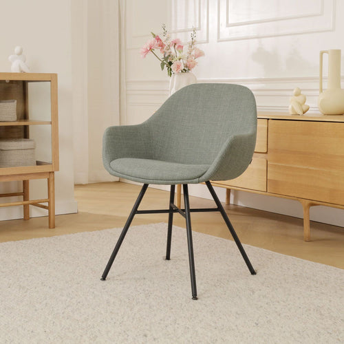 Nolon Noa-Mae Eetkamerstoel Saliegroen - Armleuning - Zwarte Poten - vtwonen shop