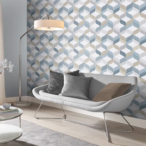 Graham & Brown Vliesbehang - Retro Denimblauw