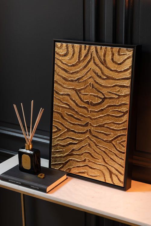 J-Line schilderij Dierenprint - hout/canvas - zwart/goud - set van 3