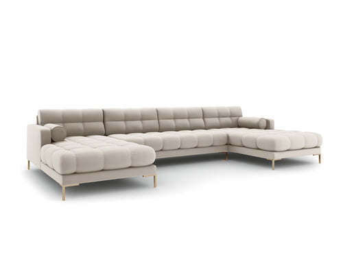 Cosmopolitan Design Panoramische bank Bali 7-zits, structurele stof, beige - 185x383x75cm