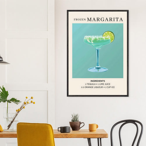 Artfulprints Poster Frozen Margarita cocktail II - Ingrediënten   - A4 21x29.7 cm - Turquoise