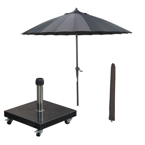 Garden Impressions stokparasol Manilla donker grijs Ø250 cm met Eureka voet en hoes