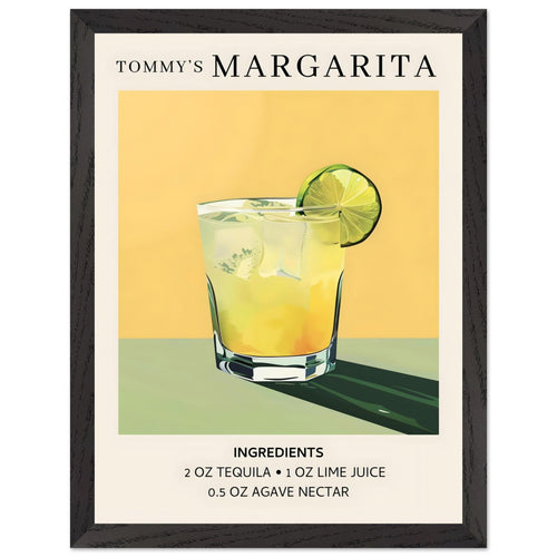 Artfulprints Poster met Lijst Tommy's Margarita cocktail - Ingrediënten   - 30x40 cm - Geel