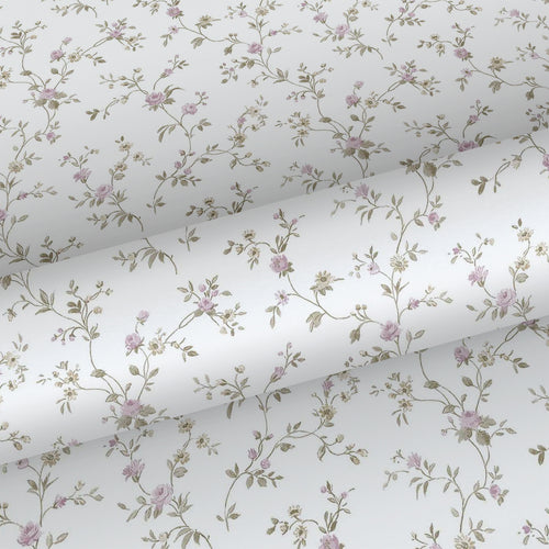 Sanders & Sanders behang bloemetjes vergrijsd groen, paars en wit - 53 cm x 10 m - 640405