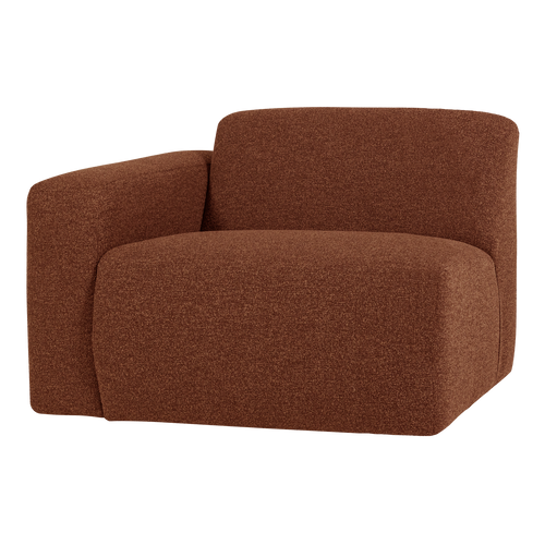 WOOOD 1-zits bank arm links Mojo Base - Bouclé - Roestbruin - 74x105x97