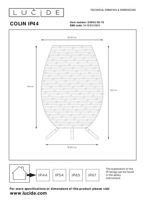 Lucide tafellamp COLIN IP44 - Geïntegreerde LED - Naturel - vtwonen shop