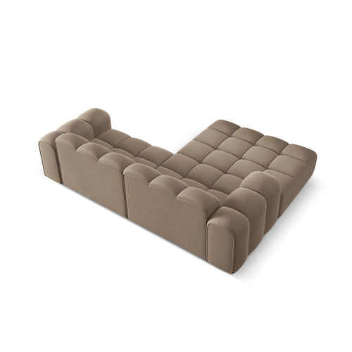 Cosmopolitan Design - Linker hoekbank Treno 3-zits, flueel cappuccino - 184x240x70cm
