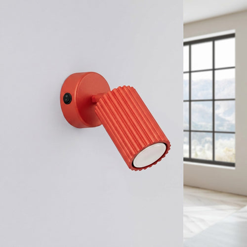Sollux Lighting Wandlamp KARBON rood met schakelaar - 8x16x16cm