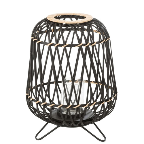 J-Line lantaarn Op Voet - bamboe - zwart/naturel - large - vtwonen shop