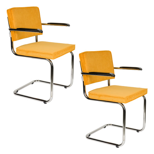 Zuiver Ridge Rib Armstoel Geel - Set van 2 - vtwonen shop