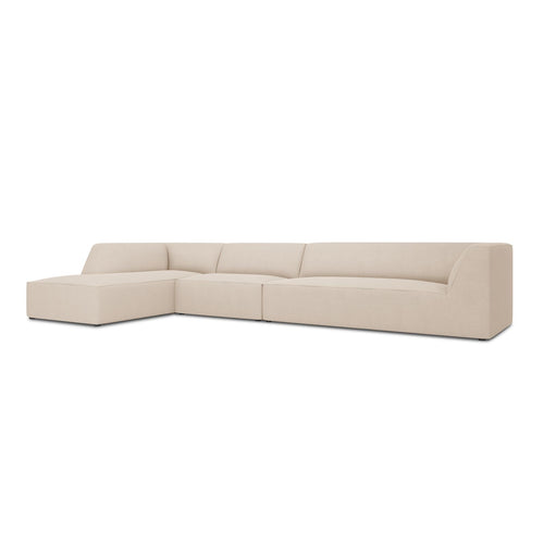 Cosmopolitan Design - Modulaire hoekbank links Siena 5-zits, structurele stof beige - 180x366x69cm