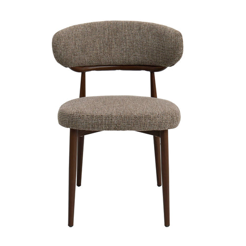 DÉJA Living Eetkamerstoel Milan - Taupe/Walnoot Stof - Set van 2 - vtwonen shop