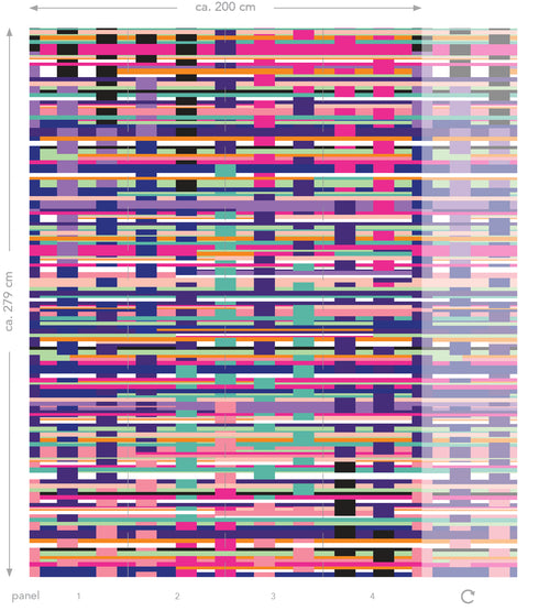 ESTAhome fotobehang grafisch motief roze, paars, blauw en zwart - 200 x 279 cm - 158915 - vtwonen shop