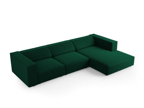Cosmopolitan Design rechter hoekbank Arendal 4-zits, flueel, flessengroen - 166x284x70cm
