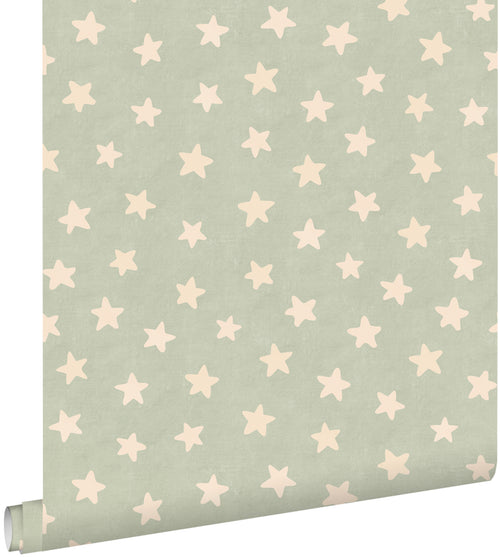 ESTAhome behang sterretjes groen en beige - 50 x 900 cm - 131709