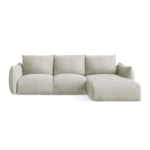 LaMiaSofa hoekbank rechts Savona - chenille stof - parel - 242x162x90