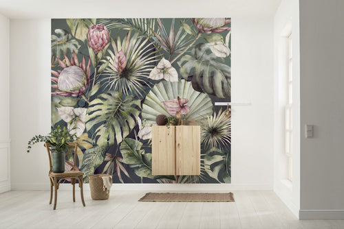 Sanders & Sanders fotobehang jungle-motief groen en roze - 300 x 280 cm - 612009 - vtwonen shop