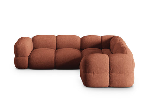 Cosmopolitan Design Symmetrische hoekbank Loretto 4-zits, structurele stof koraal - 250x250x68cm