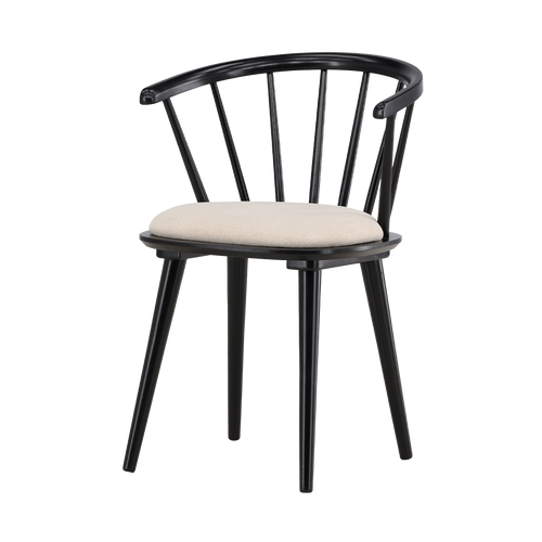 Nest living Paco Houten Eetkamerstoel Vast Zitkussen - Zwart - vtwonen shop