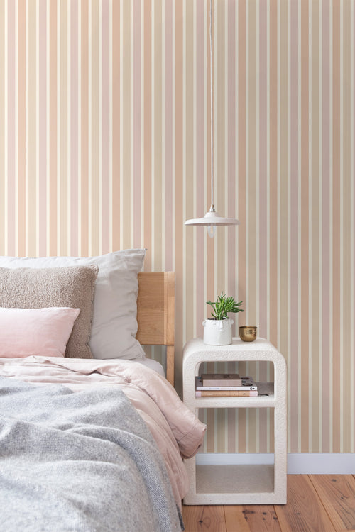 ESTAhome behang strepen beige, terracotta en mauve paars - 50 x 900 cm - 131505 - vtwonen shop