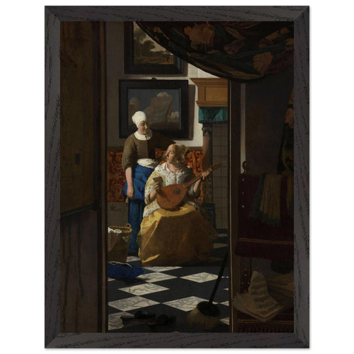 Artfulprints Poster met Lijst Johannes Vermeer - De liefdesbrief   - 30x40 cm - Bruin