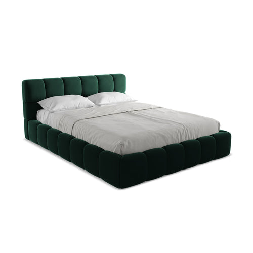 LaMiaSofa Bed met opbergruimte Roma - velours - flessengroen - 180x228x82
