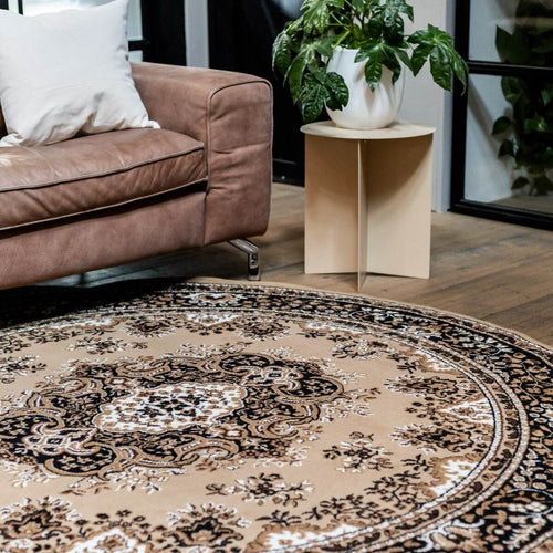 Interieur05 Vintage Vloerkleed Bruin Rond - Perzisch - Retro - Nain - 100 x 100 cm - vtwonen shop