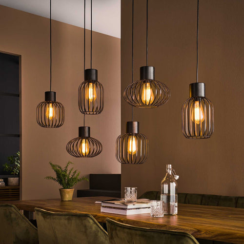 Giga Meubel Hanglamp Mix - Zwart Metaal - 6-Lichts - 150x145x28cm