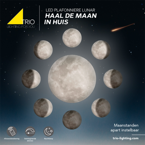Trio Lunar Plafondlamp - Ø40cm - LED - 3000K - Wit