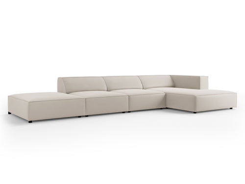 Cosmopolitan Design rechter hoekbank Arendal 5-zits, flueel, ecru - 166x341x70cm