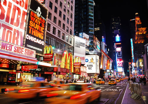 Sanders & Sanders fotobehang New york oranje, blauw en zwart - 375 x 270 cm - 600439